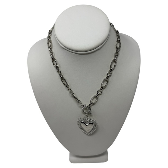 Choice of Gold or Silver Heart Toggle Necklace - Picture 5 of 7